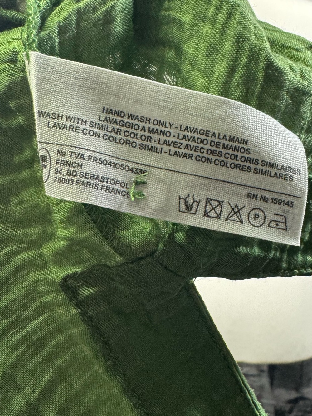 FRNCH Paris Green Crinkle Gauze Button Front Oversized Blouse Size Large - Picture 7 of 8